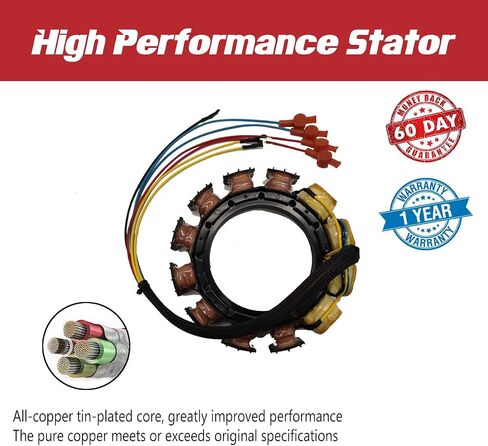 Stator For Mercury 174-5456-16 Outboard 135,150,175,200,220,250,275 HP 398-5454A35 5454A32 16-Amp 2 Stroke 6-Cylinder 1981-1993 black max in Saudi Arabia