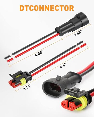 NAOEVO 2 دبوس موصل مقاوم للماء، 16 AWG 2 موصلات أسلاك، موصلات كهربائية للسيارات طريقة الذكور والإناث مع أنابيب تقليص الحرارة لتوصيل سلك قارب السيارة والشاحنة، 12 مجموعة in Kuwait
