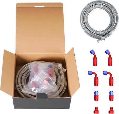 خزان وقود عالمي سعة 10 جالون سعة 40 لترًا مع مرسل مستوى ومجموعة خط وقود 6AN بطول 12 قدمًا، خزان وقود بشريط الانجراف من الألومنيوم المصقول مع غطاء وقود سريع التحرير، أسود in Kuwait