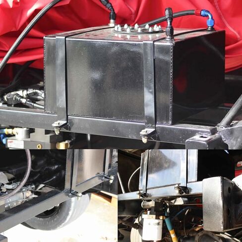 خزان وقود عالمي سعة 10 جالون سعة 40 لترًا مع مرسل مستوى ومجموعة خط وقود 6AN بطول 12 قدمًا، خزان وقود بشريط الانجراف من الألومنيوم المصقول مع غطاء وقود سريع التحرير، أسود in Kuwait