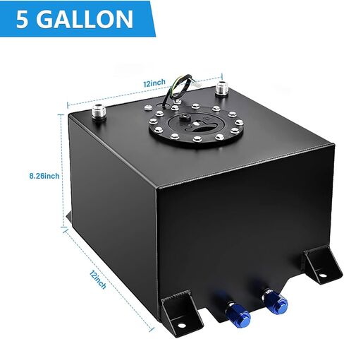 خزان وقود عالمي سعة 10 جالون سعة 40 لترًا مع مرسل مستوى ومجموعة خط وقود 6AN بطول 12 قدمًا، خزان وقود بشريط الانجراف من الألومنيوم المصقول مع غطاء وقود سريع التحرير، أسود in Kuwait