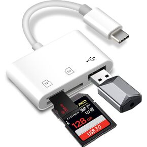 USB C SD Card Reader, ADRUDY SD Card Reader for iPhone 15 16 iPad/Mac/Android Devices, 3 in 1 Memory Card Reader with SD/MicroSD & USB Port, Plug and Play in Saudi Arabia