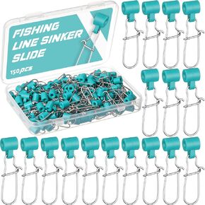 Soulchen 150 Pcs Fishing Line Sinker Slides Catfishing Rig with Duo Lock Snaps Saltwater Heavy Duty Weights Sinkers Swivel Snap Tackle Box Kit for Surf Bottom Fishing Tackle Rig in Kuwait