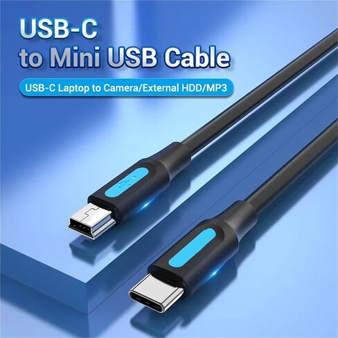 1PCS USB C إلى MINI USB Cable Type C محول C للكاميرا الرقمية MP3 مشغل HDD Type-C إلى كابل USB صغير 1.5 م 2M (1.5M) in Saudi Arabia