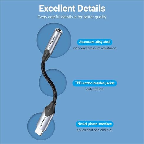 النوع C إلى 3.5 جاك أذن USB-C النوع C إلى 3.5 مم سماعة رأس AUX AUX Cable (BGLHA رمادي) in Saudi Arabia