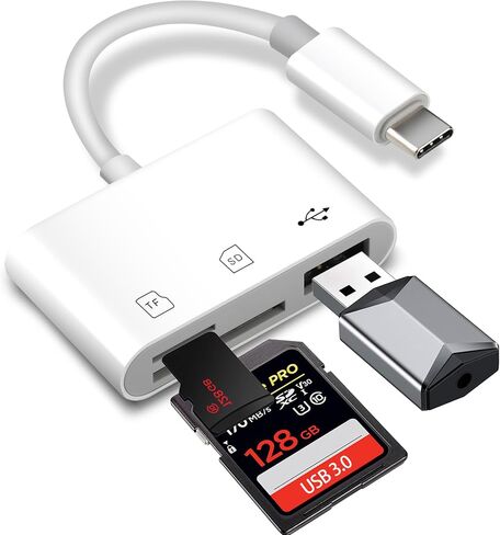 قارئ بطاقة USB C SD ، قارئ بطاقة Adrudy SD لأجهزة iPhone 15 16 iPad/Mac/Android ، 3 في 1 قارئ بطاقة ذاكرة مع منفذ SD/MicroSD و USB ، والتوصيل والتشغيل in Saudi Arabia