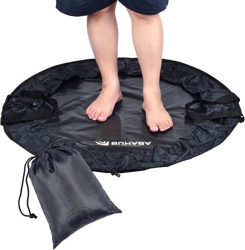 Abahub Surf Poncho Changing Robe with Hood, Thick Quick Dry Wetsuit Changing Towel for Surfing Beach Swim Outdoor Sports Men Women, Absorbent Wearable Towel Cover Up (Wetsuit Changing Mat-Black) in Saudi Arabia
