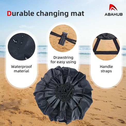 Abahub Surf Poncho Changing Robe with Hood, Thick Quick Dry Wetsuit Changing Towel for Surfing Beach Swim Outdoor Sports Men Women, Absorbent Wearable Towel Cover Up (Wetsuit Changing Mat-Black) in Saudi Arabia