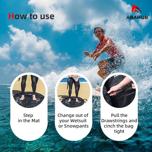 Abahub Surf Poncho Changing Robe with Hood, Thick Quick Dry Wetsuit Changing Towel for Surfing Beach Swim Outdoor Sports Men Women, Absorbent Wearable Towel Cover Up (Wetsuit Changing Mat-Black) in Saudi Arabia