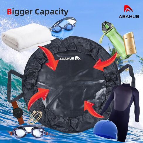 Abahub Surf Poncho Changing Robe with Hood, Thick Quick Dry Wetsuit Changing Towel for Surfing Beach Swim Outdoor Sports Men Women, Absorbent Wearable Towel Cover Up (Wetsuit Changing Mat-Black) in Saudi Arabia