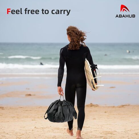 Abahub Surf Poncho Changing Robe with Hood, Thick Quick Dry Wetsuit Changing Towel for Surfing Beach Swim Outdoor Sports Men Women, Absorbent Wearable Towel Cover Up (Wetsuit Changing Mat-Black) in Saudi Arabia