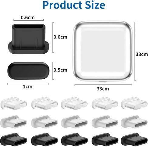 USB C Anti Dust Plugs for iPhone 16 15 Pro Max iPad Pro 15 Pack Silicone Type C Charge Port Plug Protectors for Galaxy S25 S24 Ultra Pixel 9 Pro XL Anti Dust Cap with Carry Case White & Clear & Black in Saudi Arabia