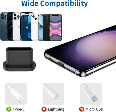 USB C Anti Dust Plugs for iPhone 16 15 Pro Max iPad Pro 15 Pack Silicone Type C Charge Port Plug Protectors for Galaxy S25 S24 Ultra Pixel 9 Pro XL Anti Dust Cap with Carry Case White & Clear & Black in Saudi Arabia
