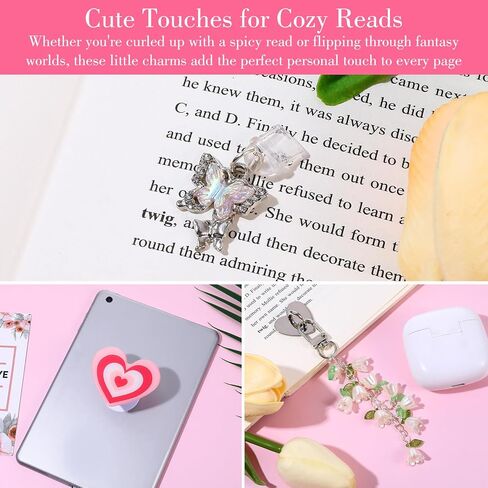 3pcs Cute Dust Plug Charms Set, Including Dust Plug Charm Type C, Pink Heart Grip Holder, Flower Keychains with Hook, E-Reader Accessories, Compatible with Phone Type C Charging Ports in Saudi Arabia