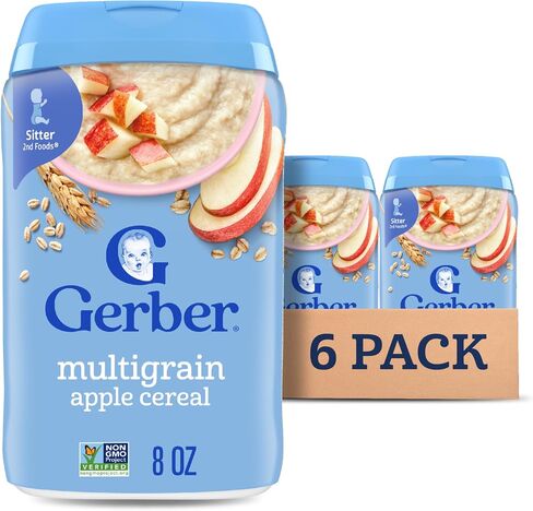 Gerber Baby Cereal, 2nd Foods, Multigrain Apple, Baby Food, 8 oz (Pack of 6) in Saudi Arabia