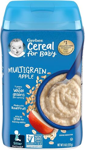 Gerber Baby Cereal, 2nd Foods, Multigrain Apple, Baby Food, 8 oz (Pack of 6) in Saudi Arabia
