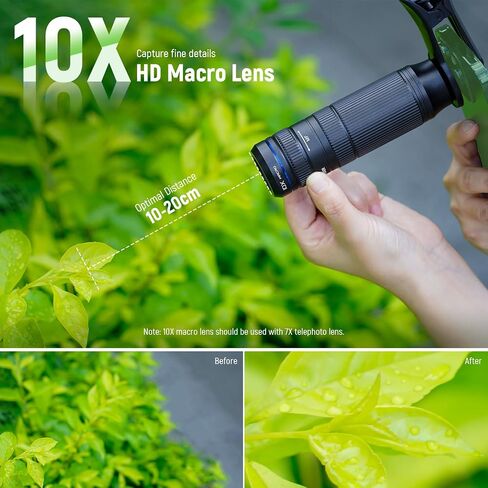 NEEWER 7X Telephoto Lens with Phone Camera Lens Clip, Detachable 10X Macro for 17mm Threaded Backplate/Phone Cage/Case Compatible with iPhone Samsung, LS-36 Ultra in Saudi Arabia