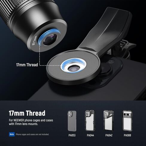 NEEWER 7X Telephoto Lens with Phone Camera Lens Clip, Detachable 10X Macro for 17mm Threaded Backplate/Phone Cage/Case Compatible with iPhone Samsung, LS-36 Ultra in Saudi Arabia