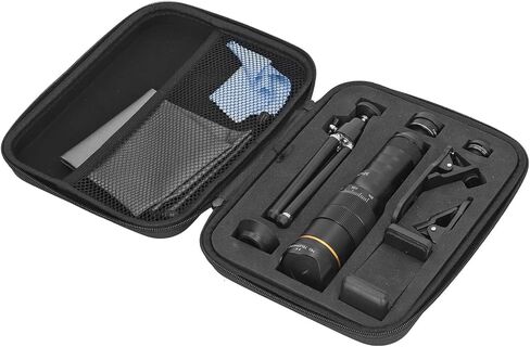 Cell Phone Camera Lens Kit, Universal 32x Telephoto Lens, Portable 32X Mobile Phone Zoom Lens Clip On Double Adjustment HD Mobile Phone Telescope Len for Most Smartphone (Black) in Saudi Arabia