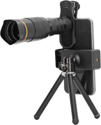 Cell Phone Camera Lens Kit, Universal 32x Telephoto Lens, Portable 32X Mobile Phone Zoom Lens Clip On Double Adjustment HD Mobile Phone Telescope Len for Most Smartphone (Black) in Saudi Arabia
