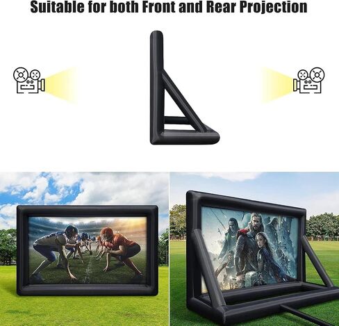 Inflatable Projector Screen, 14FT Portable Blow Up Outdoor Projector Screen, Front & Rear Projection, with Rope, Air Blower, Ground Nails and Carry Bag, for Football, Backyard, Theater in Kuwait