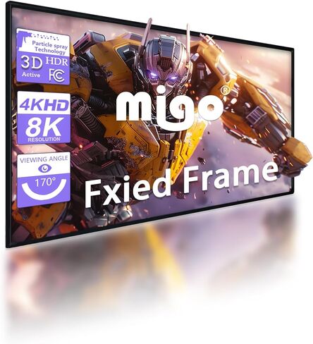 120 inch Fixed Frame Projector Screen, 2.0 High Gain 16:9 8K 4K Ultra HD 3D Projector Screen for Indoor Movie Video Home Theater Cinema Office Bedroom (120Inch HD Screen) in Saudi Arabia
