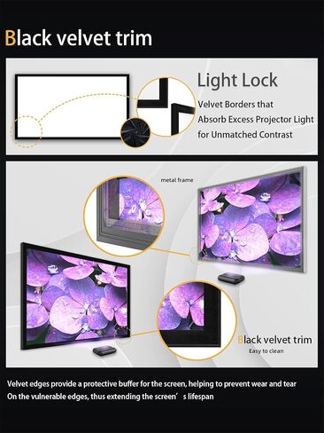 120 inch Fixed Frame Projector Screen, 2.0 High Gain 16:9 8K 4K Ultra HD 3D Projector Screen for Indoor Movie Video Home Theater Cinema Office Bedroom (120Inch HD Screen) in Saudi Arabia