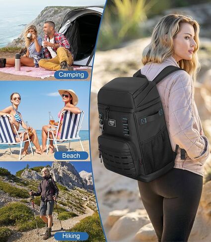 Cooler Backpack 2 Insulated Compartments Leak Proof Beach Coolers Back Pack Waterproof Cooler Bag for Hiking, BBQ Camping, Picnic, Fishing (25L, 36 Cans) in Kuwait