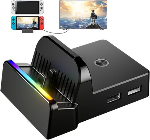 Switch/Switch OLED Docking Station Dock ، استبدال محمول لمنافذ Nintendo TV Dock الرسمية ، Port Port Support 4K60Hz ، محطة الإرساء مع منافذ USB3.0 و USB2.0 in Kuwait