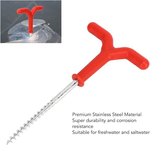 Ice Peg Drill Threaded Stainless Steel Multi Functional Ice Fishing Stake Nail Auger for Tent Shelter Metal Spiral Design in Saudi Arabia