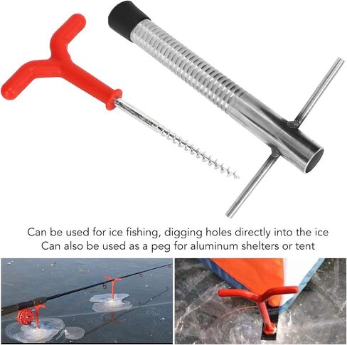 Ice Peg Drill Threaded Stainless Steel Multi Functional Ice Fishing Stake Nail Auger for Tent Shelter Metal Spiral Design in Saudi Arabia