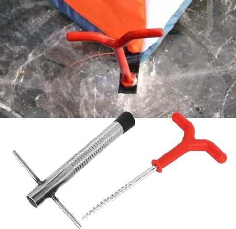 Ice Peg Drill Threaded Stainless Steel Multi Functional Ice Fishing Stake Nail Auger for Tent Shelter Metal Spiral Design in Saudi Arabia