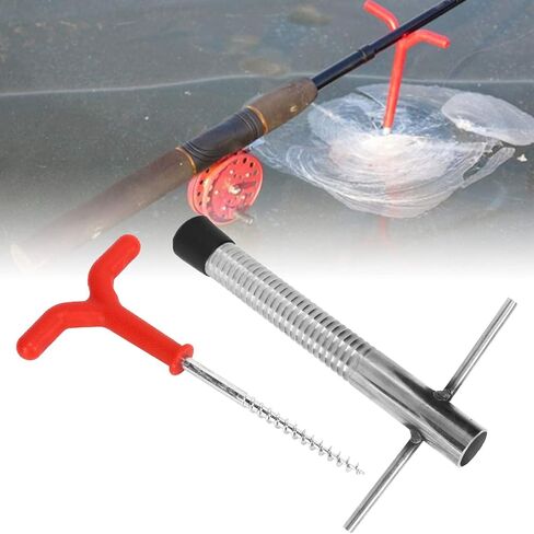 Ice Peg Drill Threaded Stainless Steel Multi Functional Ice Fishing Stake Nail Auger for Tent Shelter Metal Spiral Design in Saudi Arabia
