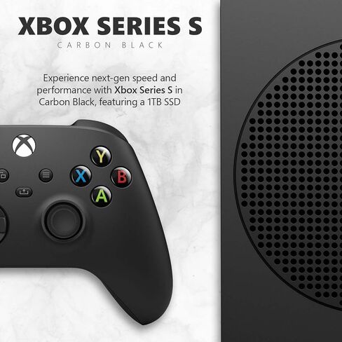 Microsoft Xbox Series S 1TB SSD Console Carbon Black - يشمل جهاز التحكم اللاسلكي Xbox - ما يصل إلى 120 إطارًا في الثانية - 10 جيجابايت من ذاكرة الوصول العشوائي 1TB SSD - تجربة نطاق ديناميكي عالي - بنية سرعة Xbox (قسط متجدد) in Saudi Arabia
