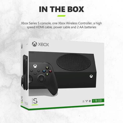 Microsoft Xbox Series S 1TB SSD Console Carbon Black - يشمل جهاز التحكم اللاسلكي Xbox - ما يصل إلى 120 إطارًا في الثانية - 10 جيجابايت من ذاكرة الوصول العشوائي 1TB SSD - تجربة نطاق ديناميكي عالي - بنية سرعة Xbox (قسط متجدد) in Saudi Arabia