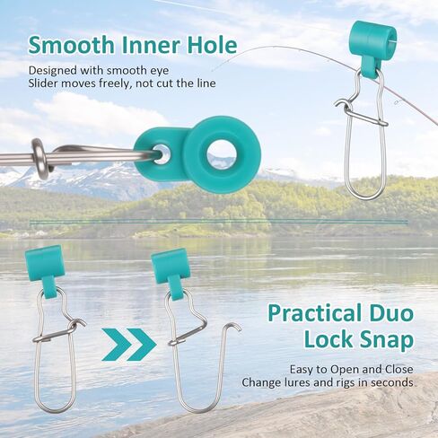 Soulchen 150 PCS خط الصيد Slighter Slides Catfishing Pill مع Duo Lock Snaps Saltwater Overichs Souldics Swickers Snow Snap Box Kit for Surf Bottom Fishing Tackle Tackle in Kuwait