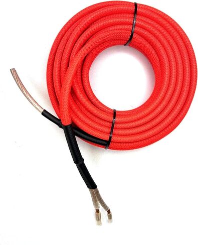 12 Gauge Custom Color + Length Snakeskin Braided Sleeving Speaker Wire Copper Marine Car Audio Automotive 12 AWG (Red, 25 FT) in Saudi Arabia