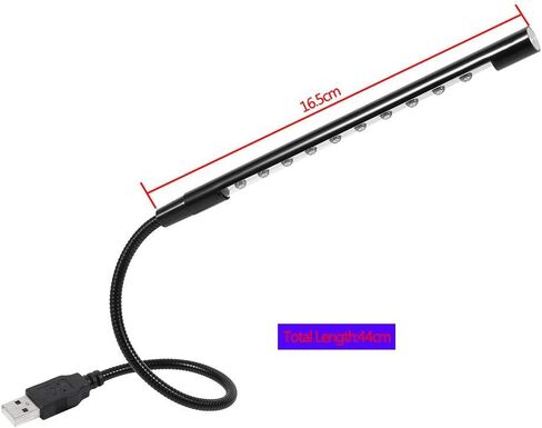 5V Mini USB 10 LED Reading Light Lamp Flashlight for Laptop PC Computer Keyboard Nightwork Without Disturbing Roommates(Black), Flexible Laptop Light, Flexible Laptop Light, 5V Mini USB 10 LED Re in Saudi Arabia