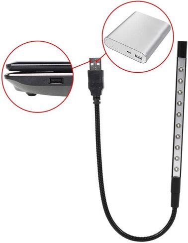 5V Mini USB 10 LED Reading Light Lamp Flashlight for Laptop PC Computer Keyboard Nightwork Without Disturbing Roommates(Black), Flexible Laptop Light, Flexible Laptop Light, 5V Mini USB 10 LED Re in Saudi Arabia