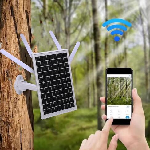 ASIXXSIX 12W Solar Powered 4G LTE MODEM ، موسع WIFI6 في الهواء الطلق مع فتحة بطاقة SIM 150 متر مبنية في بطارية 18000mAh بطارية IP66 in Saudi Arabia
