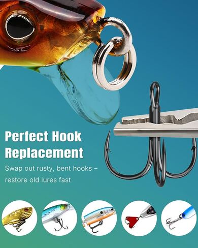 Pawfly 50 Pcs Treble Hooks Kit, 3X Ultra-Strong Fishing Hooks for Bass Trout Bait and Lures, Triple High Carbon Steel Fish Hooks, Sharp Barbed Catfish Hooks for Saltwater & Freshwater in Saudi Arabia
