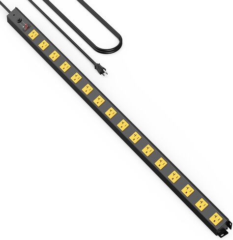 HHSOET 16 Outlet Long Power Strip, 4FT Heavy Duty Power Strip with 4800J Surge Protection, 20a Mountable Wide-Spaced Outlets for Home, Office, Garage & Workshop - ETL Certified in Kuwait