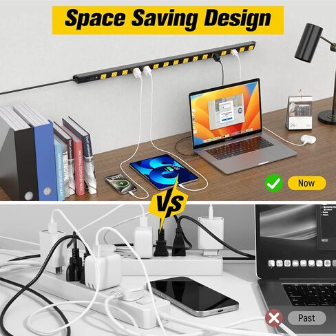 HHSOET 16 Outlet Long Power Strip, 4FT Heavy Duty Power Strip with 4800J Surge Protection, 20a Mountable Wide-Spaced Outlets for Home, Office, Garage & Workshop - ETL Certified in Kuwait