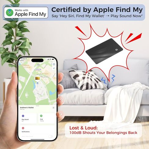 Airtag Card Wallet Tracker لـ Apple Find My (iOS Only) - 2025 Ultra -Slim 1.8mm Smart Finder ، IP67 Locator لمحافظ الرجال والأمتعة ، 1 حزمة in Kuwait