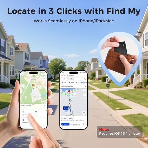Airtag Card Wallet Tracker لـ Apple Find My (iOS Only) - 2025 Ultra -Slim 1.8mm Smart Finder ، IP67 Locator لمحافظ الرجال والأمتعة ، 1 حزمة in Kuwait