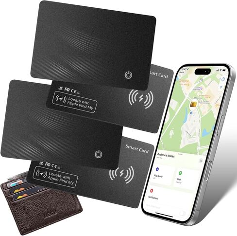 Airtag Card Wallet Tracker لـ Apple Find My (iOS Only) - 2025 Ultra -Slim 1.8mm Smart Finder ، IP67 Locator لمحافظ الرجال والأمتعة ، 1 حزمة in Kuwait