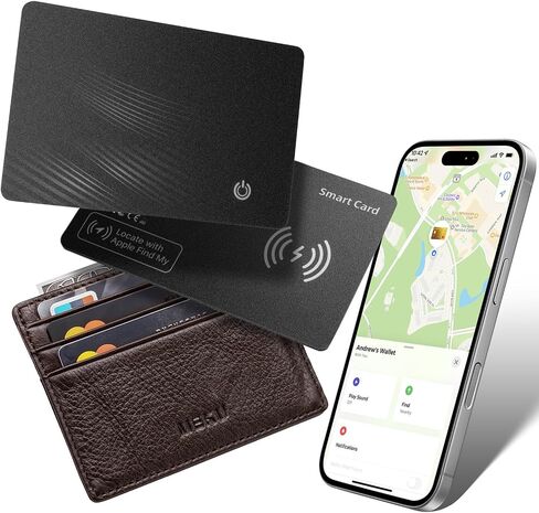 Airtag Card Wallet Tracker لـ Apple Find My (iOS Only) - 2025 Ultra -Slim 1.8mm Smart Finder ، IP67 Locator لمحافظ الرجال والأمتعة ، 1 حزمة in Kuwait