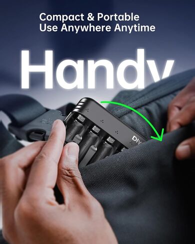 Dlypow 8 Bay Battery Charger AA AAA ، USB-C Charging Fast Charging مع إيقاف تشغيل ذكي للسيارات ، فتحة مستقلة لبطاريات Ni-MH Ni-CD القابلة لإعادة الشحن ، متضمن الكبل in Kuwait