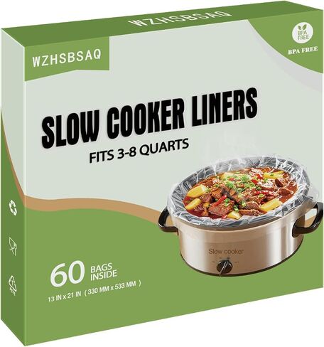 Slow Cooker Liners, 60 Cooking Bags, Large Disposable Pot Liner Plastic Bags for 3QT to 8QT Slow Cookers, 13 in. x 21 in. in Saudi Arabia