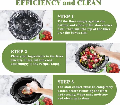 Slow Cooker Liners, 60 Cooking Bags, Large Disposable Pot Liner Plastic Bags for 3QT to 8QT Slow Cookers, 13 in. x 21 in. in Saudi Arabia